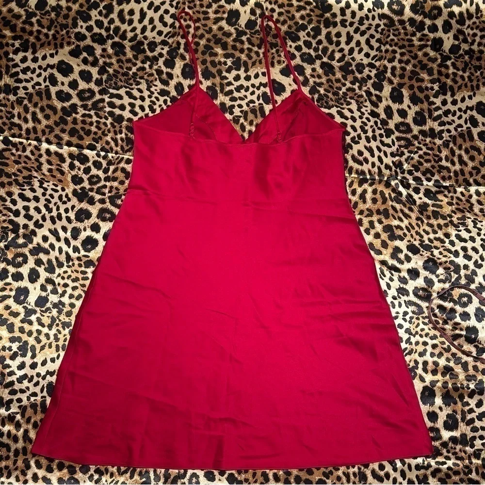 Gilligan & O’Mally Red Slip Dress with Black Lace